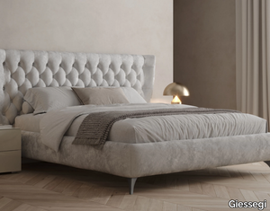 KING - Upholstered leather double bed with tufted headboard _ Giessegi