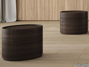 STOCCOLMA - Oval wooden bedside table with drawers _ Giessegi