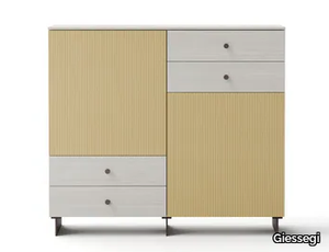 CANNETÈ - Melamine-faced chipboard highboard with drawers _ Giessegi