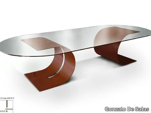 CARLOVI - Oval glass and steel table _ Gonzalo De Salas