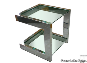 LISA - Square Glass and Stainless Steel side table _ Gonzalo De Salas