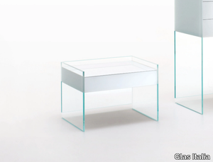 FLOAT - Rectangular crystal bedside table with drawers _ Glas Italia