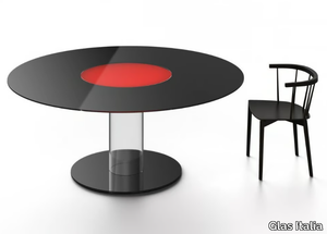 LAZY HUB - Round crystal table with Lazy Susan _ Glas Italia