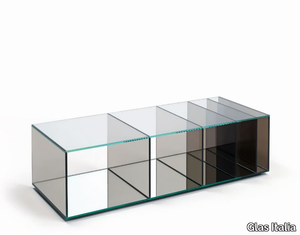 DEEP SEA - Rectangular crystal coffee table with storage space _ Glas Italia