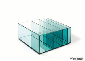 DEEP SEA - Square crystal coffee table with storage space _ Glas Italia