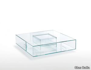 SEASONS - Low square crystal coffee table _ Glas Italia