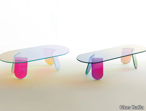 SHIMMER - Low oval crystal coffee table _ Glas Italia