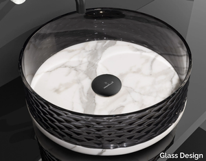 MARMOFUSION - Countertop round marble and crystal washbasin _ Glass Design