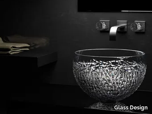 MOON OVER ICE - Countertop oval single crystal washbasin _ Glass Design