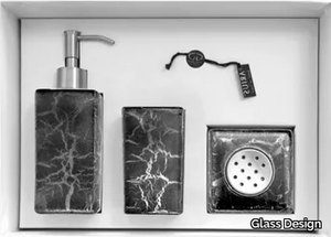 KALAHARI SET BLACK/SILVER - Countertop glass soap dish _ Glass Design