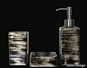 GRAFFITI SET BLACK/SILVER/IVORY - Countertop glass toothbrush holder _ Glass Design