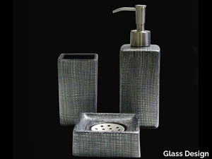 VENICE SET BLACK/SILVER - Countertop glass toothbrush holder _ Glass Design