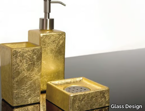 LUXURY SET GOLD LEAF - Countertop glass soap dish _ Glass Design