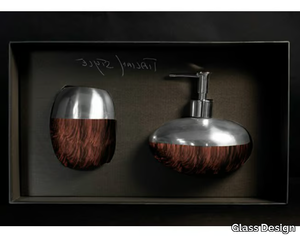 GLAMOUR SET BROWN/BLACK - Bathroom soap dispenser / toothbrush holder _ Glass Design
