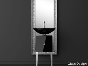 MONNALISA FLORENCE COLLIER BLACK - Single wooden vanity unit with mirror _ Glass Design