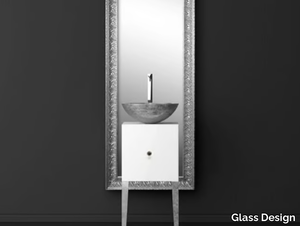 MONNALISA FLORENCE MOSAIC SILVER - Single wooden vanity unit with mirror _ Glass Design