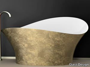 FLOWER STYLE GOLD - Freestanding gold leaf bathtub _ Glass Design