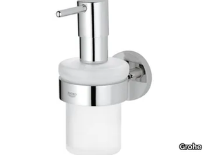 ESSENTIALS - Wall-mounted satin glass Bathroom soap dispenser _ Grohe