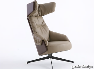 LORD - Swivel wing leather armchair with headrest _ grado design