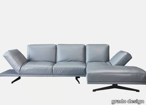 FOLD - 3 seater leather sofa with chaise longue _ grado design