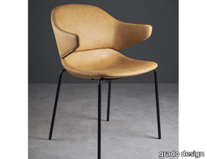 HUG - Leather chair with armrests _ grado design