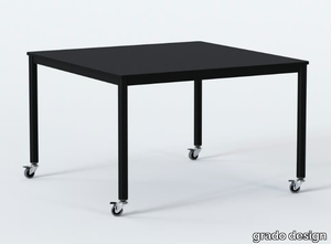 PIPE - Square steel and MDF top table with castors _ grado design