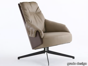 LORD - Swivel leather armchair with armrests _ grado design