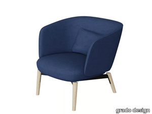 BEOS - Armchair with fabric armrests and wooden base _ grado design