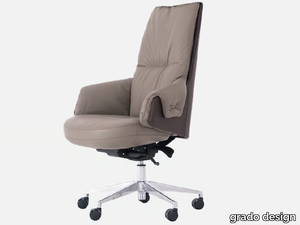 LORD - Swivel upholstered leather office chair with armrests _ grado design