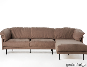 DUMPLING - Leather sofa with chaise longue _ grado design