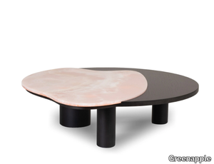 BORDEIRA - Low oak and Pink Onyx coffee table _ Greenapple