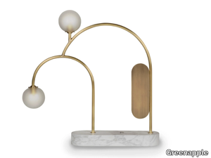 TWO - LED brass table lamp with marble base _ Greenapple