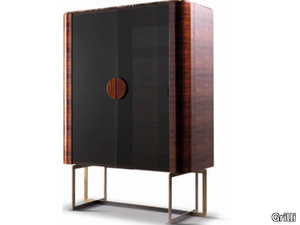 YORK - Wood and glass display cabinet with integrated lighting _ Grilli