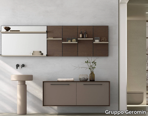 SUITE SUI01 - Wall-mounted vanity unit with mirror _ Gruppo Geromin