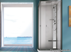 SOUND - Multifunction corner crystal and stainless steel shower cabin _ Gruppo Geromin