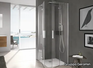 TIME - Corner shower cabin with hinged door _ Gruppo Geromin