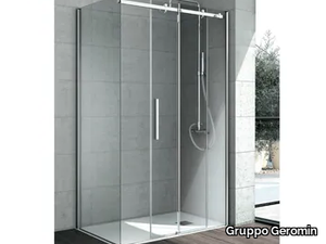 FLOW - Corner crystal shower cabin with sliding door _ Gruppo Geromin