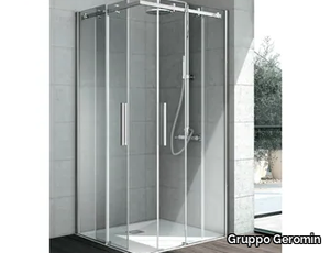 FLOW - Corner crystal shower cabin with sliding door _ Gruppo Geromin