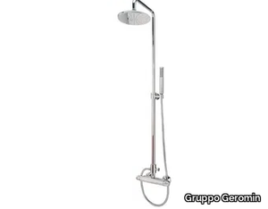 Wall-mounted shower panel - Thermostatic shower panel with hand shower with overhead shower _ Gruppo Geromin