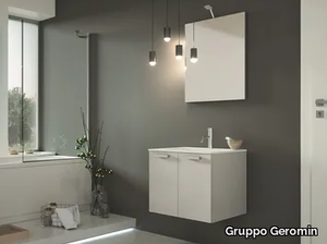 QUB02 - Single wooden vanity unit with integrated washbasin _ Gruppo Geromin