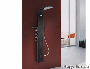 LAMA Fibra di carbonio - Wall-mounted thermostatic shower panel with overhead shower _ Gruppo Geromin