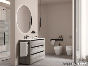 RIVA 04 - Floor-standing wooden vanity unit with integrated washbasin _ Gruppo Geromin