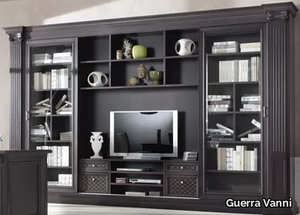 VOGUE - Open freestanding solid wood bookcase with TV stand _ Guerra Vanni