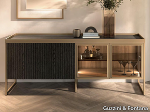 GINGER - Wooden and glass sideboard with doors _ Guzzini & Fontana