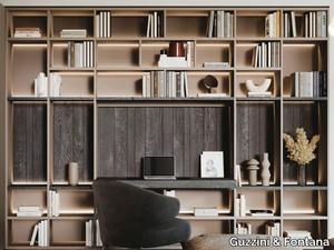 HOUSE OF VOCALS - Custom sectional oak bookcase with secretary desk _ Guzzini & Fontana