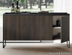 MISTY TRAY - Aluminium and wood sideboard with doors _ Guzzini & Fontana