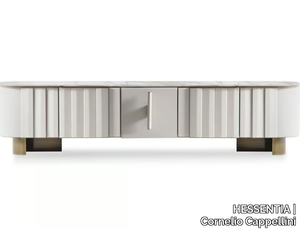 MORGAN - Leather sideboard with doors and marble top _ HESSENTIA | Cornelio Cappellini