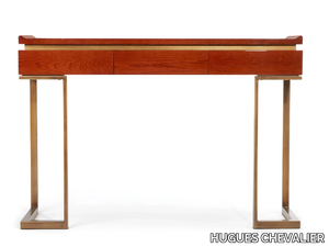 PRINCETON - Rectangular leather console table with drawers _ HUGUES CHEVALIER