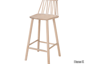 ZIGZAG 660BL - Ash stool with footrest _ Hans K