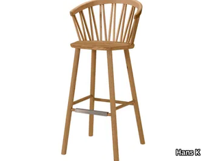 ZIGZAG 660 - High oak stool with armrests _ Hans K